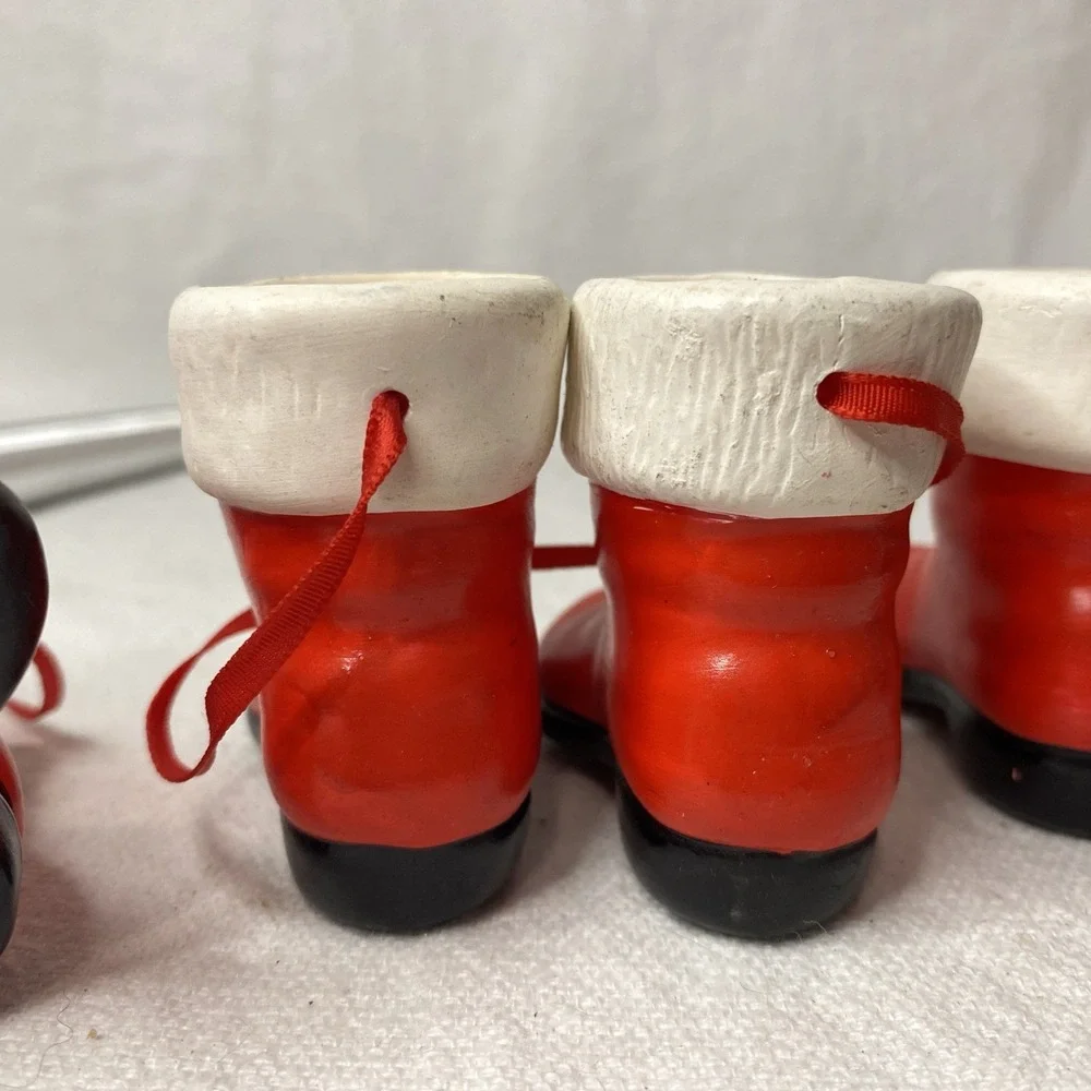 Set Of‎ 3 Kurt Adler Santa Boots Christmas Ornaments Please See Pictures